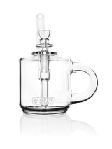 GRAV Coffee Mug Pocket Bubbler in Clear Glass - Front View on White Background