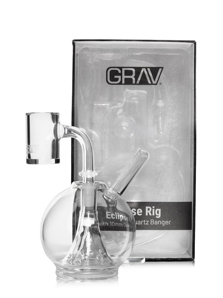 GRAV® Eclipse Rig - Clear with Quartz Banger - Front View on White Background