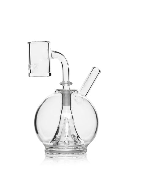 GRAV® Eclipse Rig in Clear - Front View with Quartz Banger and Compact Design