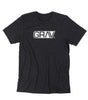 GRAV® Heather Black Logo T-Shirt front view on a seamless white background