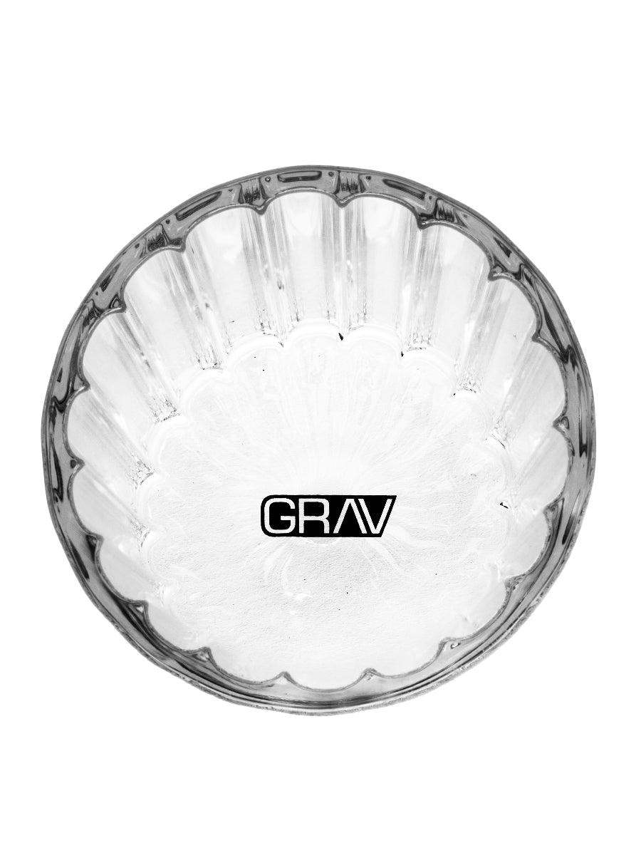 Top view of GRAV® Monarch Gravity Bong with clear glass and logo
