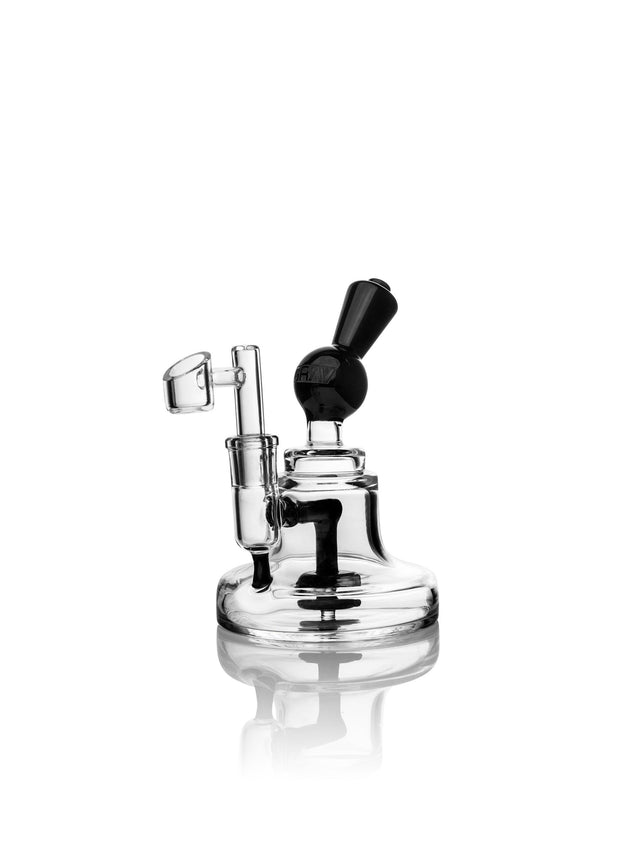 GRAV Orbis Lume Water Pipe front view with clear glass and black accents on seamless white background
