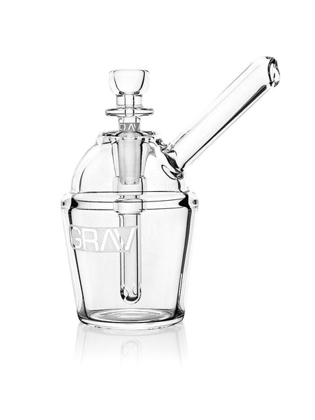 GRAV® Slush Cup Pocket Bubbler in Clear Glass - Front View with Angled Mouthpiece