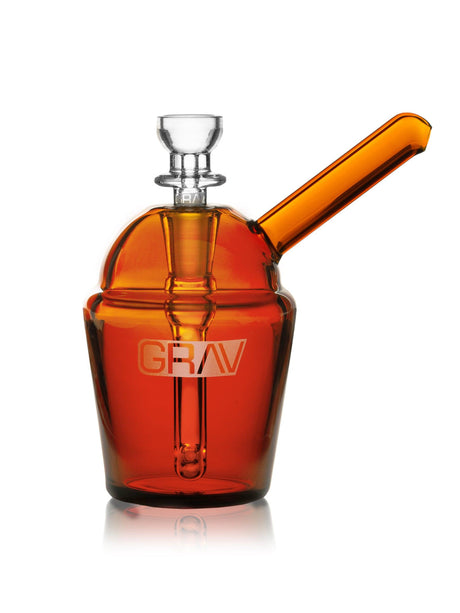 GRAV® Slush Cup Pocket Bubbler in vibrant orange color, front view on a seamless white background