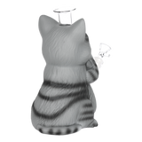 Gray Tabby Cat Glass & Vinyl Water Pipe | 9" | 14mm F