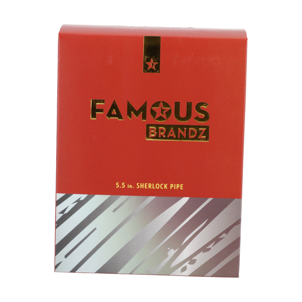 Famous Brandz Red Box Packaging for 5.5in Gray X-Chrome Fumed Sherlock Pipe