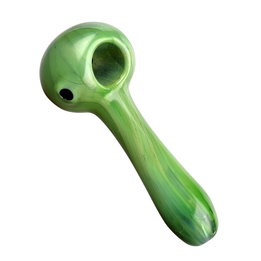 Green Apple Hard Candy Spoon Pipe - 4" Borosilicate Glass Hand Pipe with Deep Bowl