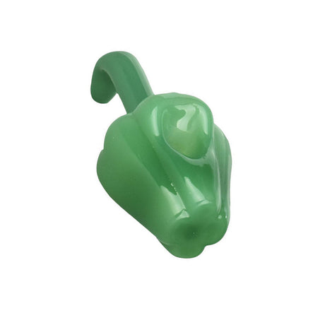 Borosilicate Glass Green Bell Pepper Hand Pipe - Top View on White Background