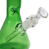 Close-up of Green Emerald LA Pipes Beaker Bong - 8" with Clear Bowl