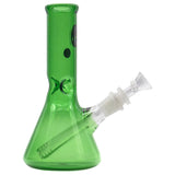 Green Emerald LA Pipes 8" Beaker Bong in Borosilicate Glass, Front View on White Background