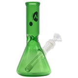 Green Emerald LA Pipes Beaker Bong, 8" Borosilicate Glass, Side View on White Background