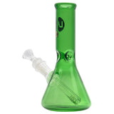 Green Emerald LA Pipes Beaker Bong - 8" Borosilicate Glass - Front View on White