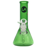 Green Emerald LA Pipes Beaker Bong - 8" Borosilicate Glass - Front View on White Background
