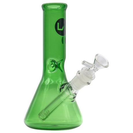 LA Pipes 8" Emerald Green Beaker Bong, Borosilicate Glass, Front View on White Background