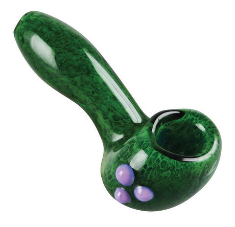 Green Frit Spoon Pipe, 4" Borosilicate Glass, Portable Design for Dry Herbs - Top View
