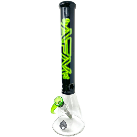 AFM 18" Neon Lights Sleeve Glass Beaker Bong in Lime with 14mm Bowl - Front View