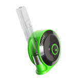 Lookah Snail 2.0 Vaporizer in green with quartz bucket, ceramic insert, side view on white background