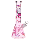Greetings Feline Glass Beaker Water Pipe | 10" | 14mm F | Designs Vary