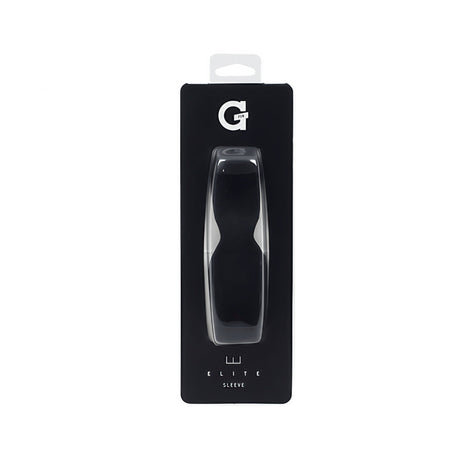 Grenco Science G Pen Elite Silicone Sleeve in Black, packaging front view, compact design