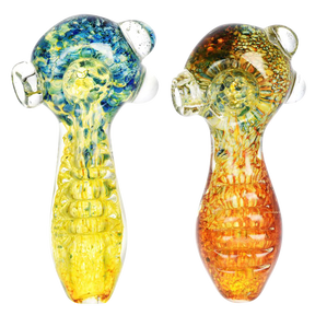Grip Neck Oceans Reflection Glass Spoon Pipe, Heavy Wall Borosilicate, Top View