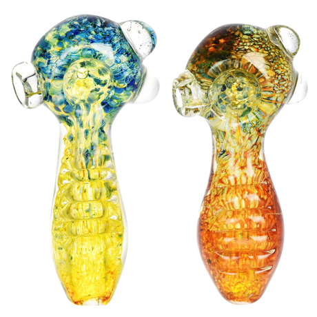 Grip Neck Oceans Reflection Glass Spoon Pipe, Heavy Wall Borosilicate, Top View