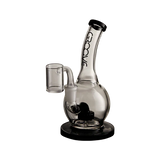 Groove Bubbler Rig with Base Water Pipe 7" in BlkClear, Side View for Concentrates