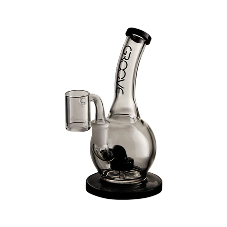 Groove Bubbler Rig with Base Water Pipe 7" in BlkClear, Side View for Concentrates