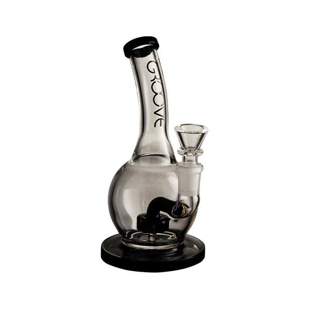 Groove Bubbler Rig with Base Water Pipe 7" Front View for Concentrates