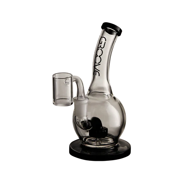 Groove 7" Bubbler Rig with Base for Concentrates, Clear Glass Side View