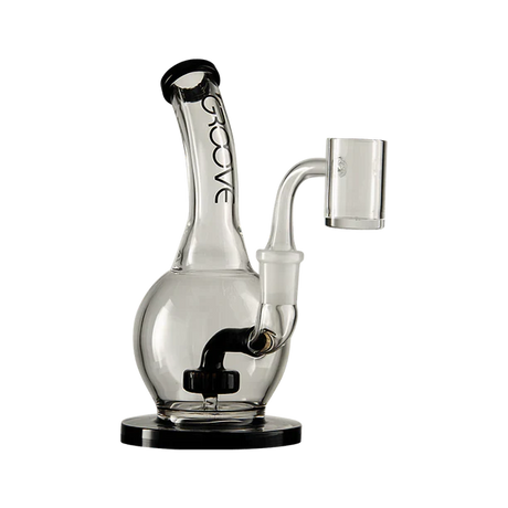 Groove Bubbler Rig with Base Water Pipe 7" Side View for Concentrates