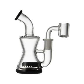 Groove Mini Hourglass Rig in clrblk variant, angled side view, ideal for concentrates