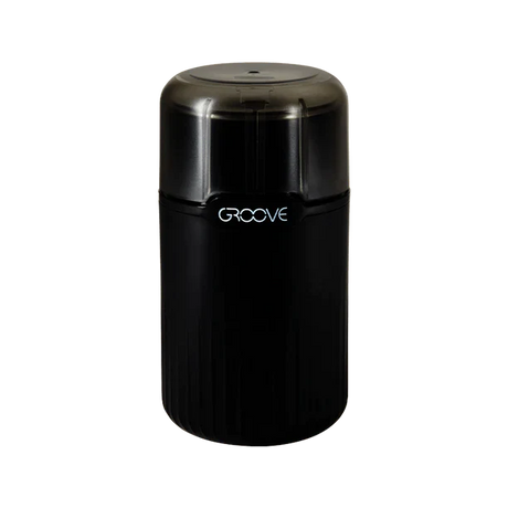 Groove Ripster Electric Grinder in Black for Dry Herbs, Front View on Seamless Background