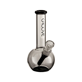 Groove 7" Round Water Pipe in BlkClear, Borosilicate Glass, for Dry Herbs, Side View