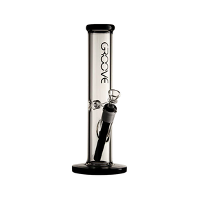 Groove Straight Tube Water Pipe in BlkClear variant, front view on white background