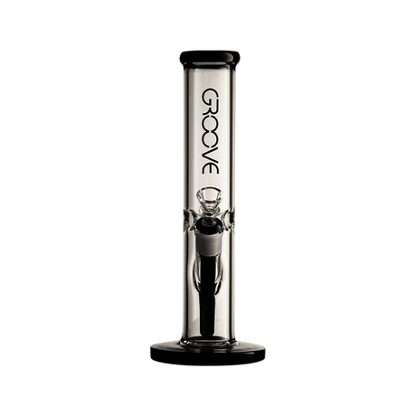 Groove Straight Tube Water Pipe for Dry Herbs, Front View on Seamless White Background