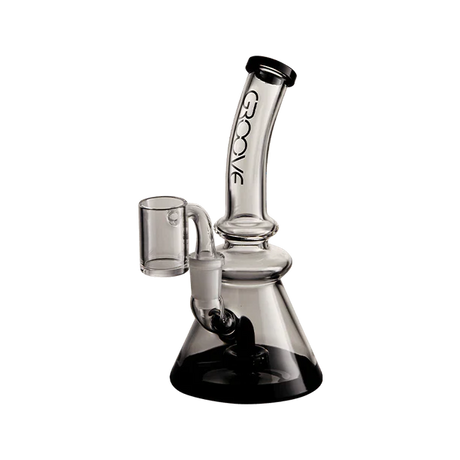Groove Water Pipe Beaker Rig in BlkClear variant, side view on seamless black background