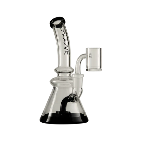 Groove Glass Water Pipe Beaker for Concentrates with Quartz Banger - Side View