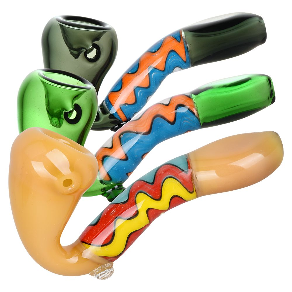 Groovy Waves Glass Sherlock Pipe | 4" | Colors Vary