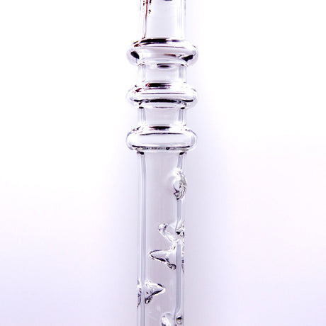 Groucho Jumbo Glass Cooling Stem for DynaVap, clear with unique bulbous sections, side view