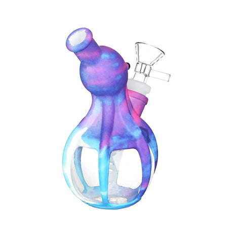 Guardian Octopus Water Pipe, 5.5" tall, 14mm female joint, made of Borosilicate Glass and Silicone, front view