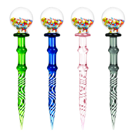 Colorful Gumball Glass Dab Tools Set - 5" Borosilicate - Front View on White Background