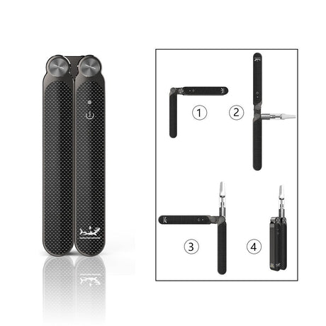 Hamilton Devices Butterfly 510 Vape in Iridescent color, 430mAh with multiple views showing foldable design