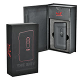 Hamilton Devices The Shiv Retractable CCell Vape in packaging, front view, 900mAh battery, black steel