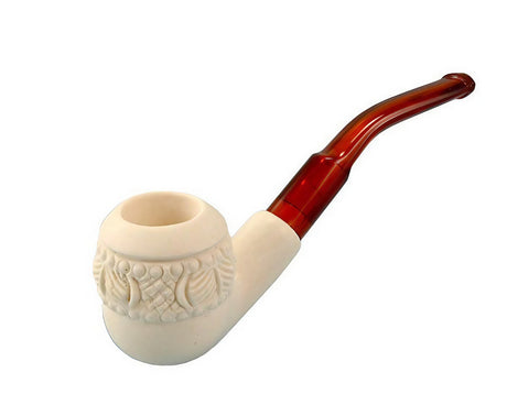 Hand Carved Meerschaum Pipe - Topkapi Design, Portable 4.5" Size, Ideal for Dry Herbs, Side View