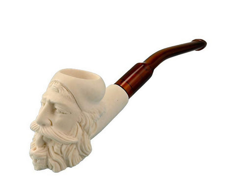 Hand Carved Small Meerschaum Pipe with Dunhill Head Design - 4.5" Length