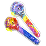 Colorful Hand-Filled Frit Glass Spoon Pipes with Glow Feature - Top View