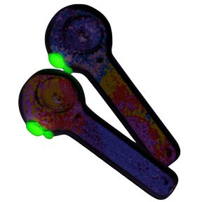 Colorful Hand-Filled Frit Glass Spoon Pipe with Glow Effect - 5" Top View