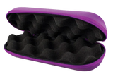 Open purple hard shell protective pouch for pipes and vapes with foam interior