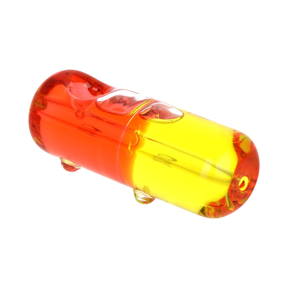 Bicolor Glycerin Hand Pipe in Red & Yellow for Cool Hits - Side View