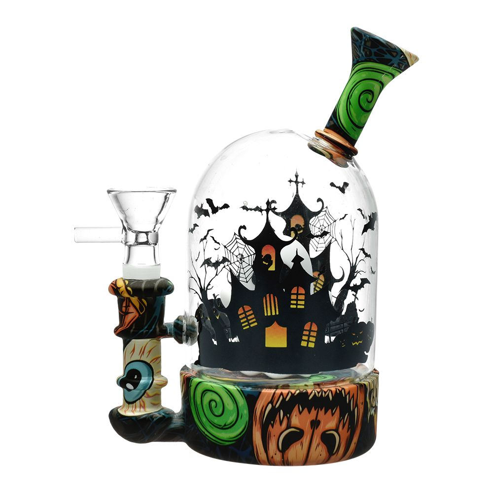 Haunted House Bell Jar Silicone & Glass Water Pipe | 4.5" | 14mm F | Designs Vary